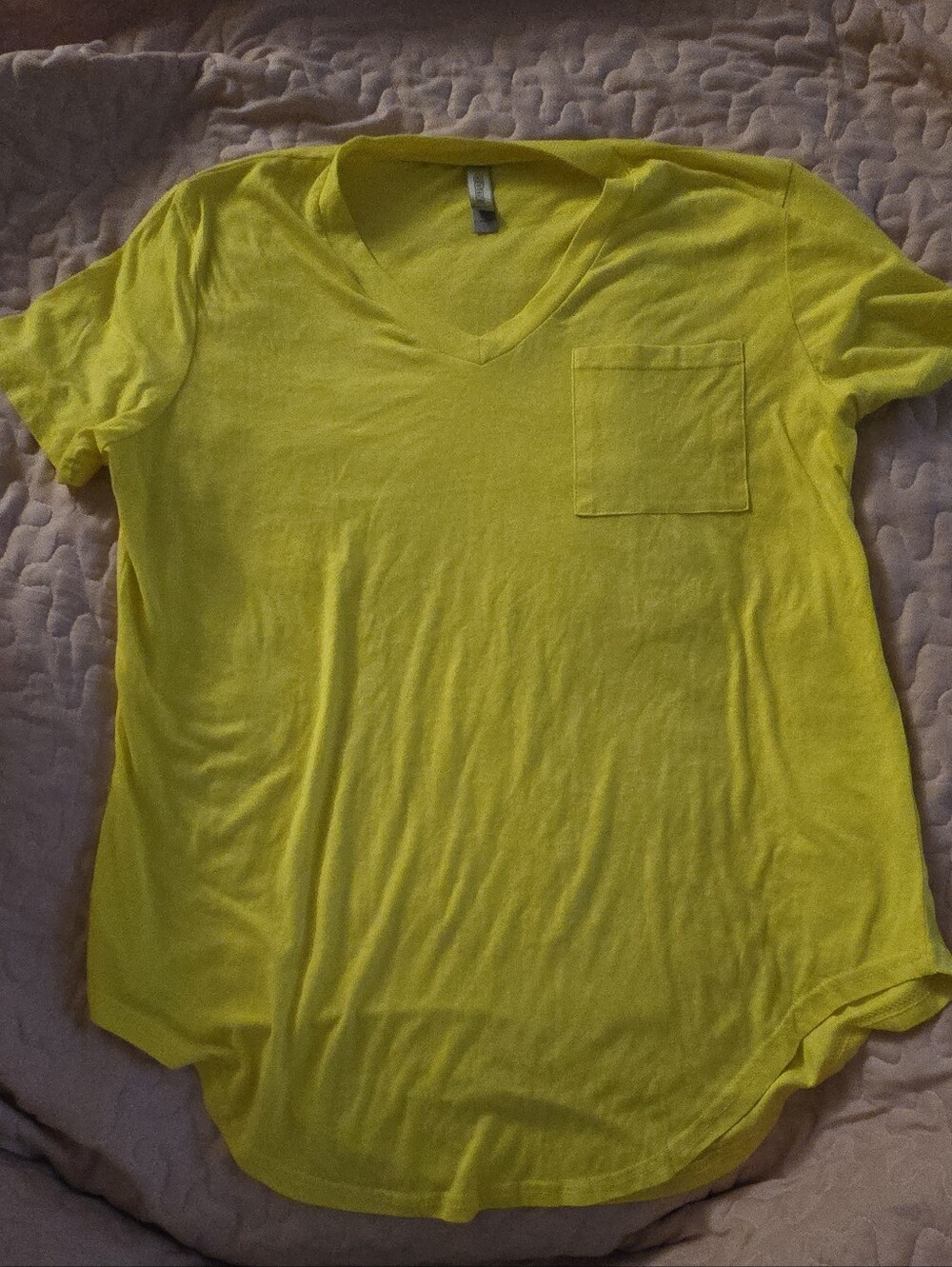 Bright Yellow V-Neck Pocket Tee